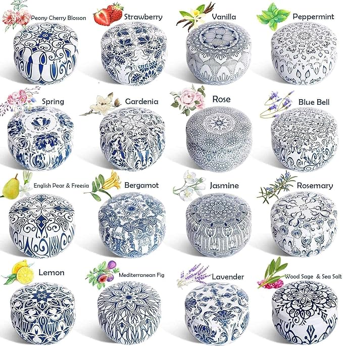 Scented Candles Gifts Set 16 Pack Soy Wax Travel Tin Jar Candles for Home 2.5 OZ for Mom for Christmas, Birthday, Thanksgiving, Mother's Day