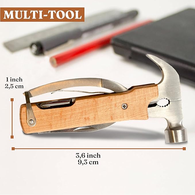 Custom Pocket Knife for Men, Personalized Gift for Men, Custom Engraved Multitool, Multiple Tools for Wooden Handle, Cool Birthday, Christmas, Fathers Day Gift for Dad, Husband, Grandpa