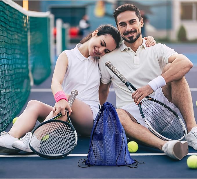 Frienda Mesh Drawstring Backpack Bag Multifunction Mesh Bag for Beach Swimming Gym Clothes, Travel, Workout Gear (Dark Blue)