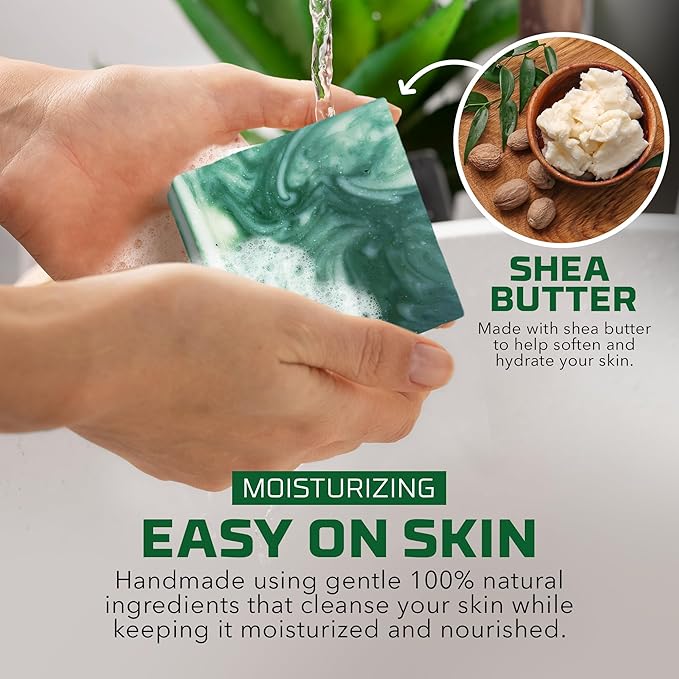 Natural Bar Soap for Men - Vegan Bath Soap Bars Gift Set - Handmade Cold Process Artisan Soap w/Essential Oil, All Moisturizing Wash Soaps, Fragrant Cucumber Melon Scent (4 Pack)