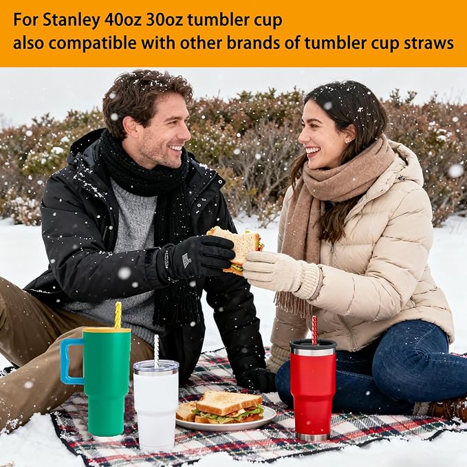 18 PCS Replacement Straight Long Straws Compatible with Stanley 40 oz 30 oz 64 oz Tumbler- Stanley Replacement Plastic Straw,Reusable Drinking Straws for Stanley Cup Accessorie with 2 Cleaning Brush