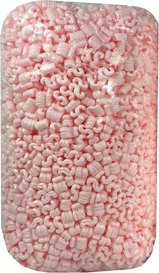 Pink Packing Peanuts, 3.5 Cubic Feet, Anti-Static S Shaped Cushioned For Shipping, Void Filling & Storage, Pink Packing Peanuts Popcorn