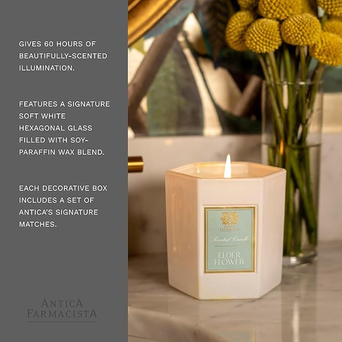 Antica Farmacista Luxury Scent Candle - Decorative Home Candle - Long-Lasting & Premium Scented - Luxury Gift - Elderflower, 9 oz