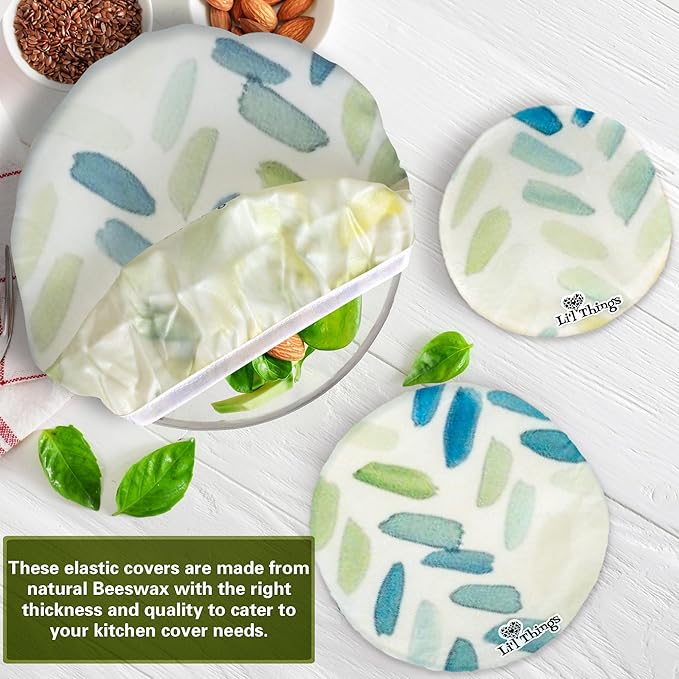 Li’l Things Beeswax Bowl Covers – Set of 5 (XS–XL) | Paintbrush | Upgraded Beeswax + Resin + Jojoba Formula | Reusable, Eco-Conscious Wraps for Food, Bowls, Pet Dishes, and Storage