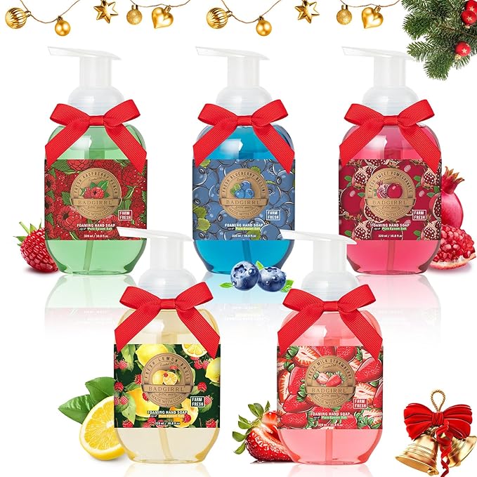 Foaming Hand Soap with Epsom Salt Collection 10.8 Fl Oz Each (5-Pack) Deep Moisture Gift Set with Shea Butter & Essential Oil Skin Cleanser Set Moisturizing Gift Sets for Christmas, Birthday Gift