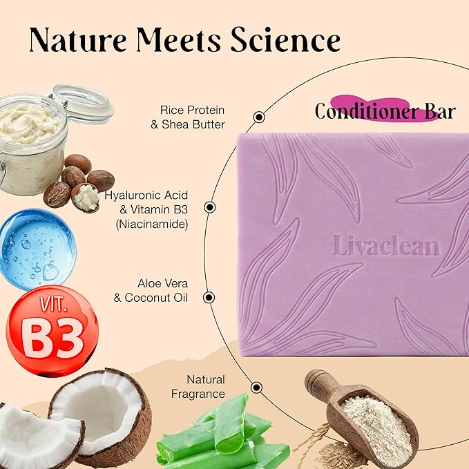 2 Pack Rice Water Shampoo and Conditioner Bar - 2x100g - Hair Soap with Spirulina Matcha Hyaluronic Acid Coconut - No Sulfates or Parabens - Bar shampoo and conditioner Set - Rice Soap for Hair Growth