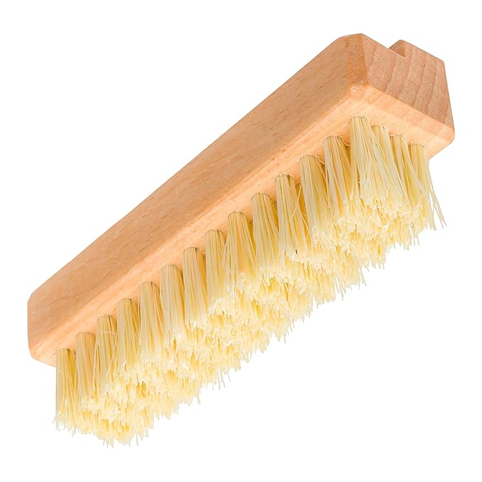 Redecker Natural Tampico Fiber Nail Brush with Oiled Beechwood Handle, Double-sided Design with Angled Bristles, 3-1/2-Inches