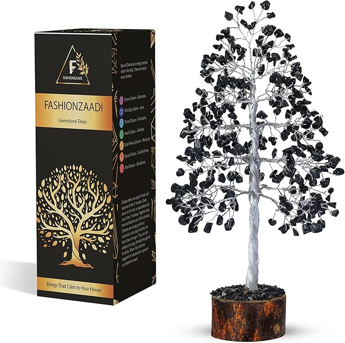 FashionZAADI Black Tourmaline Crystal Bonsai Tree for Positive Energy - Reiki Protection Crystals - Tree of Life Decor - Desk Accessories Aesthetic