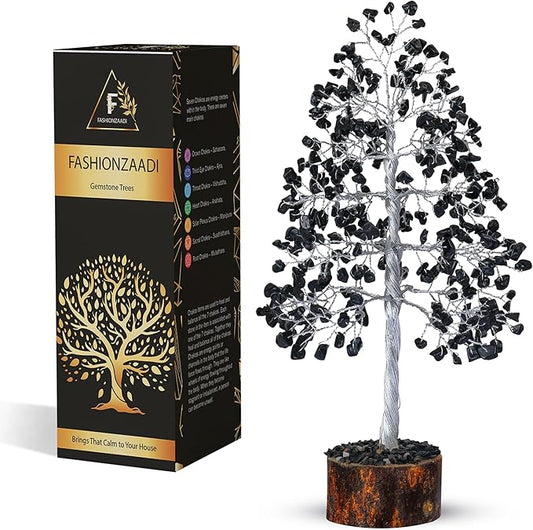 FashionZAADI Black Tourmaline Crystal Bonsai Tree for Positive Energy - Reiki Protection Crystals - Tree of Life Decor - Desk Accessories Aesthetic