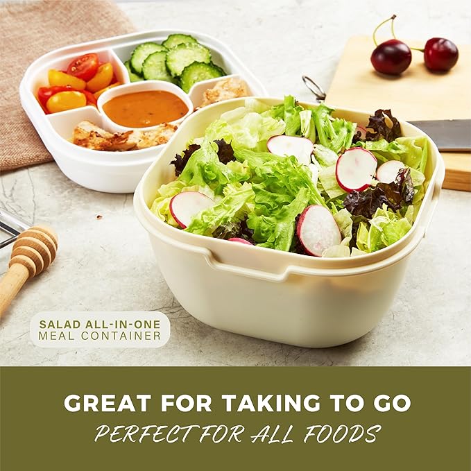 Responsible Products Leak Resistant Bento Box with Tableware for Adult - Teens, Insulated Lunch Box for Women - Men - Girls - Boys, BPA Free, Dishwasher Safe, Microwave Safe, Freezer Safe, 46 oz