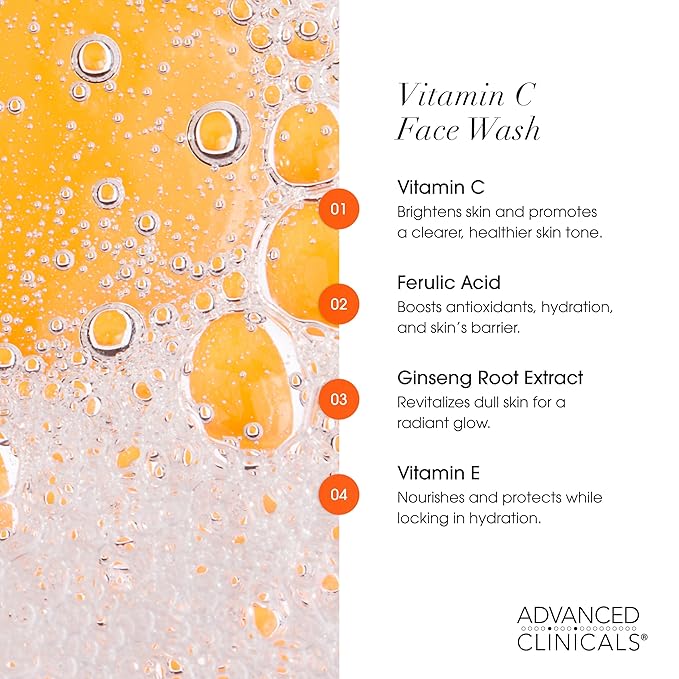 Advanced Clinicals 3 Pack Glow Getter Vitamin C Skin Care Set | Brightening Vitamin C Serum + Facial Cleanser Face Wash + Under Eye Cream For Dark Spots | Anti Aging Gift Set Box For Women & Men, 3PC