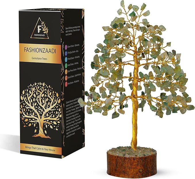 FASHIONZAADI Green Jade Crystal Tree of Life - Chakra Crystals Meditation Gifts - Feng Shui Office Decor - Spiritual Gifts for Home - Desk Decorations