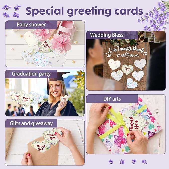 nulala 20Pack 'Thank you' Greeting Cards,Plantable Seed Paper Cards Embedded with Wildflower, Eco-Friendly Card for Gift Wrapping, Mother's Day, Thanksgiving,Graduation Gifts