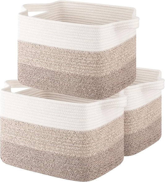 Storage Basket for Organizing, Woven Baskets for Storage, Rectangle Decorative Baskets for Shleves, Closet, Toys, Books, Nursery Organizer Bins - Pack of 3 (Gradient Yellow, 13"x9.85"x8.7")