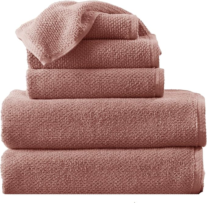 Great Bay Home Pink Bath Towel Set – 100% Cotton 6-Piece Set, Absorbent & Quick-Drying, Soft & Durable