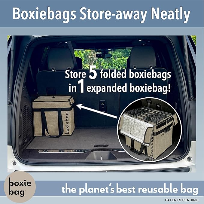 Reusable Grocery Bags (3-Pack) – Durable Reusable Shopping Bags Boxes. Insulate, Stand Up, Stay Open, Fold Flat – Large Tote Bag with Long Handles & Reinforced Bottom. 2 Year Warranty.