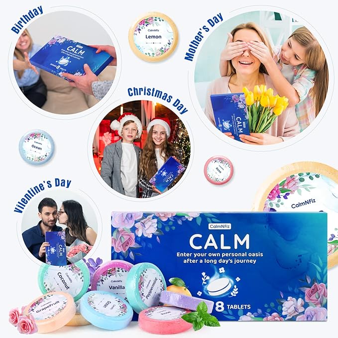 Shower Steamers Aromatherapy 8 Pack - Christmas Stocking Stuffers & White Elephant Gifts for Women, Men, Adults - Travel Essentials & Self Care Gifts for Relaxation of Home, Hotel & Gym