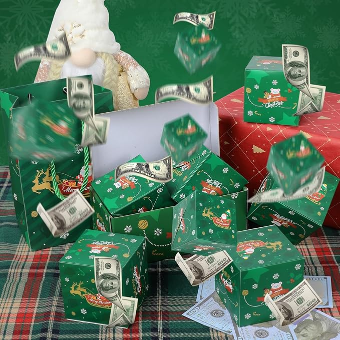Surprise Gift Box Explosion,Pop-Up Explosion Gift Box,Merry Christmas Folding Bouncing Gift Boxes,Unique Folding Bouncing Red Envelope Gift Box, Christmas Birthday Surprise Blast Gift Boxes (Green)