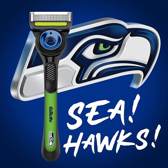 Gillette Labs Special NFL Seahawks Edition Shaving Razor for Men - 1 Handle, 1 Razor Blade Refill, Perfect for Game Day Grooming, GilletteLabs with Exfoliating Bar
