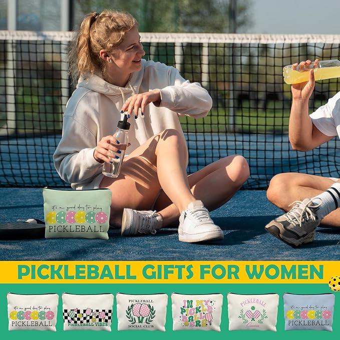 Pickleball Gifts for Women, Colorful Pickleball Makeup Bag for Women, It's a Good Day to Play Pickleball Cosmetic Bag Toiletry Bag, Gifts for Pickleball Lovers, Pickleball Stuff(green)