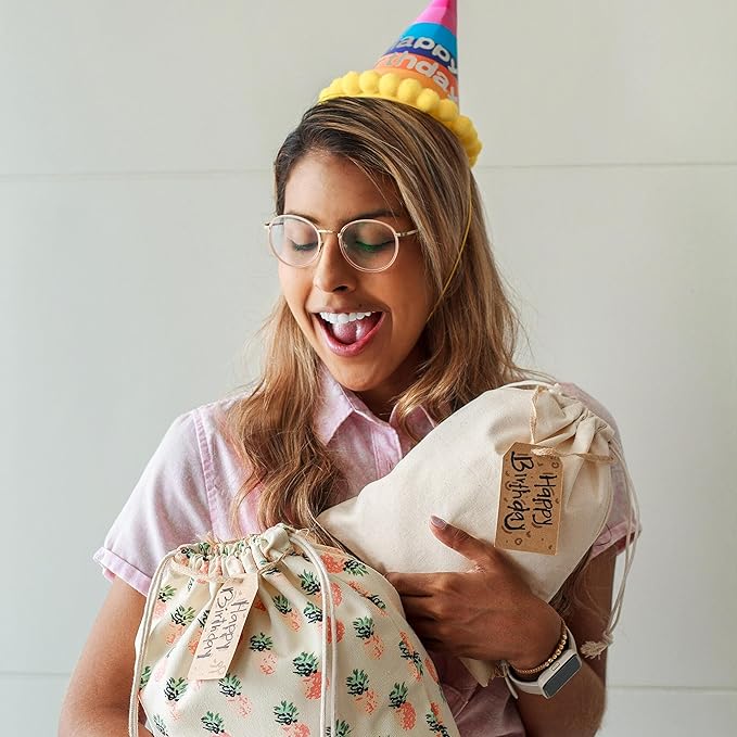 12 pcs Reusable gift bags. Bonus: 15 Gift tags & String. Multipurpose Gift wrap bags. Fabric gift bags. Gift bags assorted sizes for Holiday gifts, birthdays, parties. 2nd Ed.