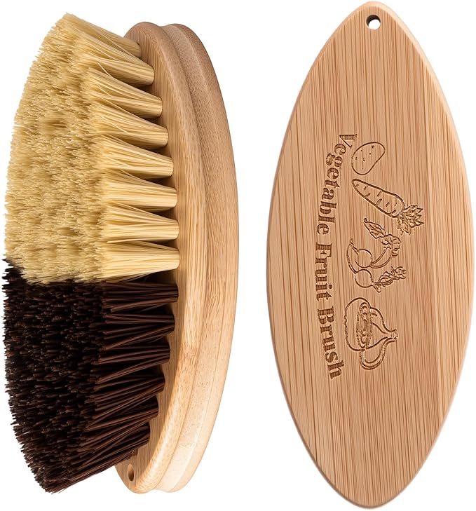 Honeydak 2 Pcs Hard and Soft Side Vegetable Brush Scrubber, Wash Brushes Potato Cleaning Brush for Food Carrot Cucumber Wash Cleaner