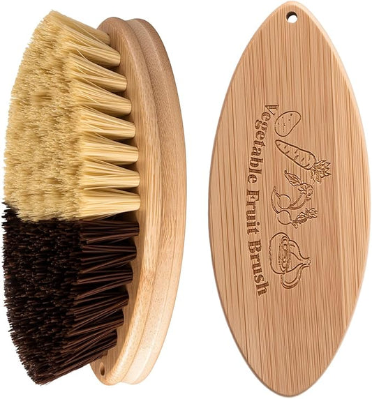 Honeydak 2 Pcs Hard and Soft Side Vegetable Brush Scrubber, Wash Brushes Potato Cleaning Brush for Food Carrot Cucumber Wash Cleaner