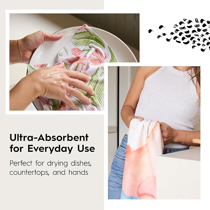 GEOMETRY Spring Kitchen Towels - Double Sided, Quick Dry Microfiber Cloth - Spring & Summer Dish Towels for Kitchen Drying - Premium Quick Dry Towel - Bubbling, 18" x 30" - 1-Pack