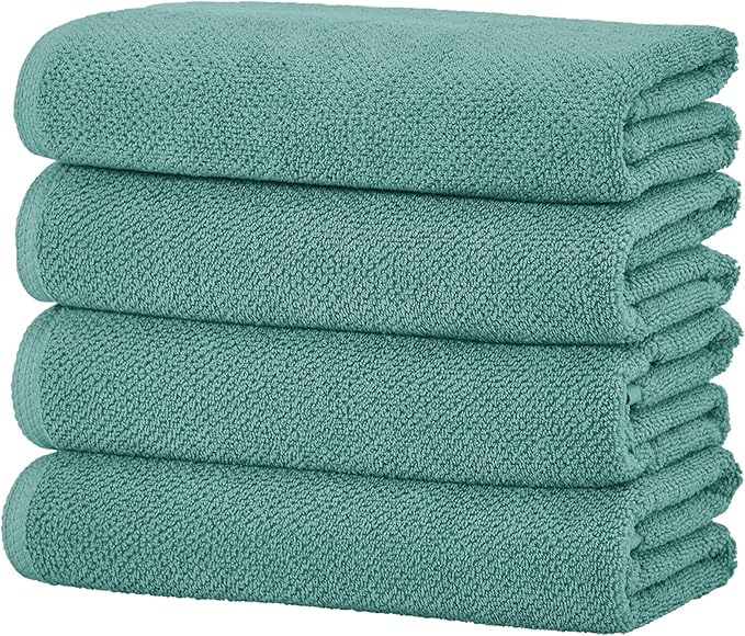 Great Bay Home Blue Bath Towels - 100% Cotton 4 Pack 54x27 Bath Towel Set - Absorbent, Quick-Drying, Durable Towels for Bathroom Decor - Low-Twist, Two-Ply Fibers (Mineral Blue)