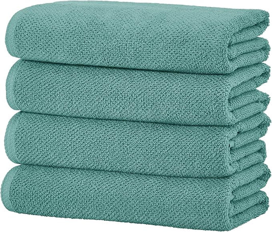 Great Bay Home Blue Bath Towels - 100% Cotton 4 Pack 54x27 Bath Towel Set - Absorbent, Quick-Drying, Durable Towels for Bathroom Decor - Low-Twist, Two-Ply Fibers (Mineral Blue)