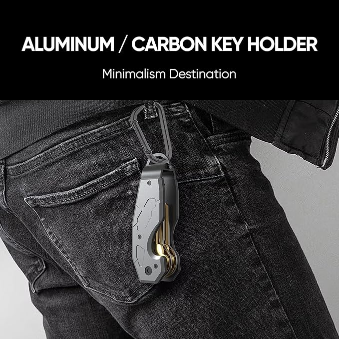 Compact Metal Aluminum Key Organizer, Minimalist Innovative Keyholder-Car Key Chain, Smart KeyChains Key Case up to 6 Keys