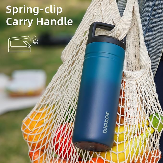 BJPKPK Insulated Water Bottle with 2 Lids,20 oz Double Wall Stainless Steel Vacuum Tumbler Travel Coffee Mug,Wide Mouth Thermal Cup,Navy Blue