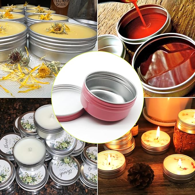 10pack 80ml Aluminum Tin, 80 Gram Pink Container Leak Proof Cosmetic Jars, 80g Small Makeup Round Screw Lids Pot for Cosmetic, Salves, Lip Balms, Toner, Cream, Paint, Candle, Tea, Beads, Wax