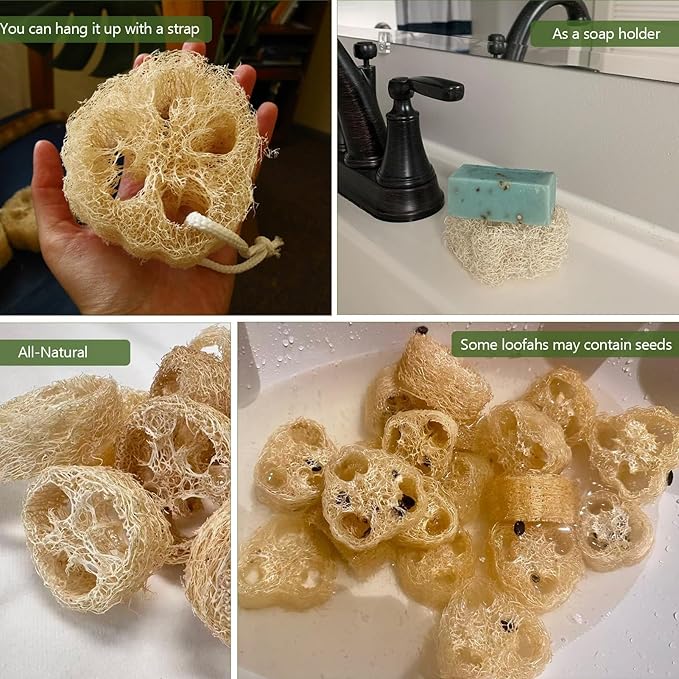 Natural Loofah Sponge for Soap Making, 20 Pack Organic Loofahs Slices Cuts Set, Loofa Exfoliating Body Scrubber, Shower Sponge Luffas for Women and Men