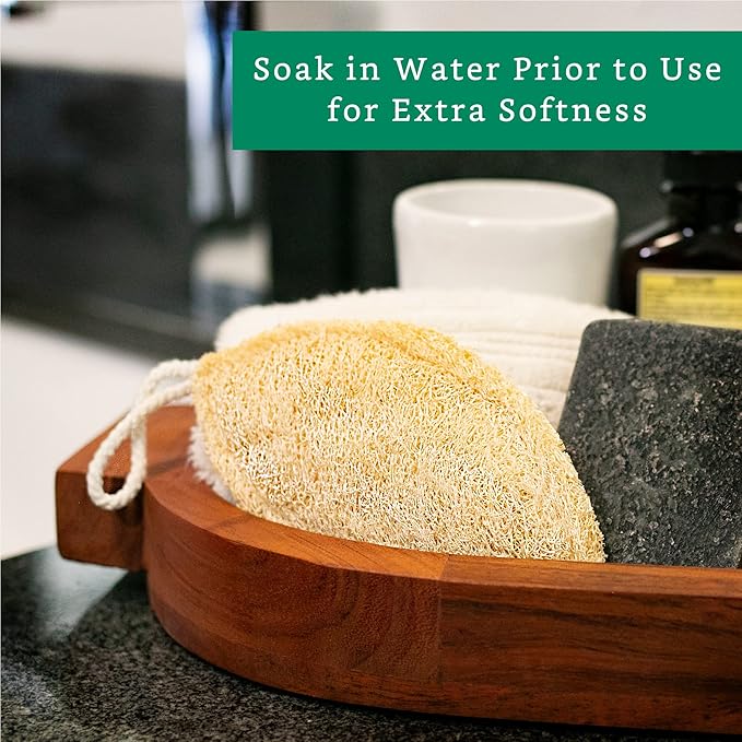 Natural Loofah Exfoliating Sponge (4 Pack) - Loofa Exfoliating Body Scrubber - Biodegradable Organic Loofah Sponge - Shower Luffa Sponges - Shower Lufa - Estropajos para el Cuerpo