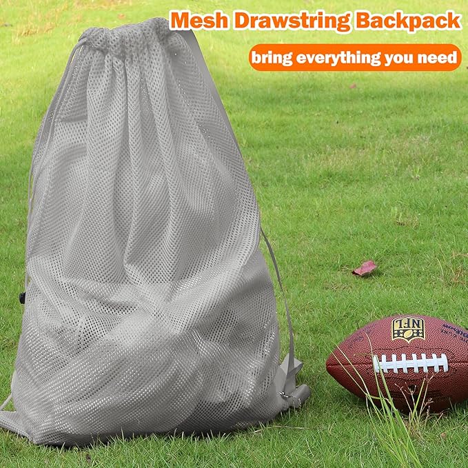 2 Packs Swim Bag Mesh Drawstring Backpack Oversized 18" x 26", Large Mesh Drawstring Backpack for Beach, Swimming, Gym, and Workout Gear (Grey)