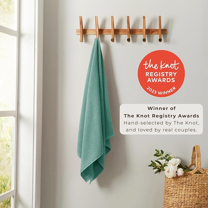 Great Bay Home Blue Hand Towels - 100% Cotton 6 Pack 26x16 Hand Towel Set - Absorbent, Quick-Drying, Durable Towels for Handroom Decor - Low-Twist, Two-Ply Fibers (Mineral Blue)