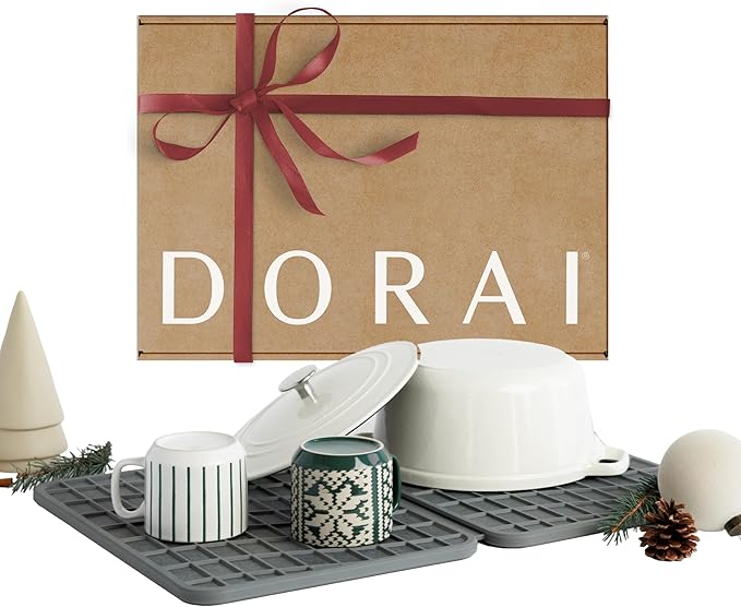 Dorai Home Dish Pad - Diatomaceous Earth Stone Drying Mat for Kitchen Counter - Quick Drying -Stone Dish Drying Mat for Kitchen - (24.6" x 16.5")