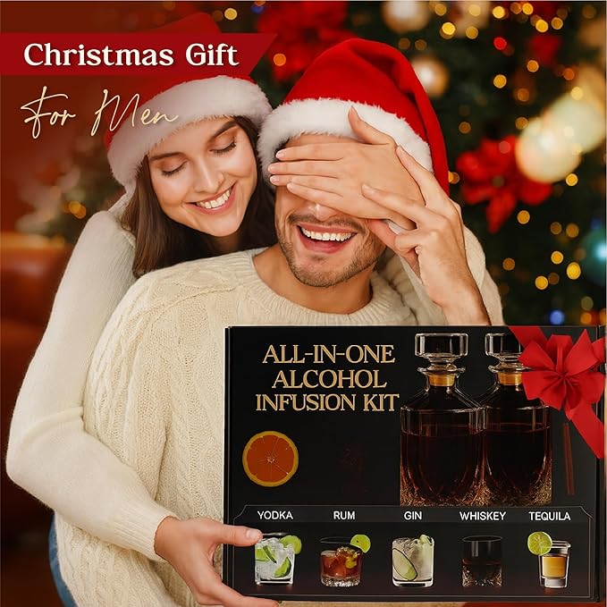 Alcohol Infusion Kit for Whiskey, Tequila, Rum, Gin & Vodka - Including Instructions Manual - Whiskey Gifts for Men - Home Bar Alcohol Gift Sets for Men