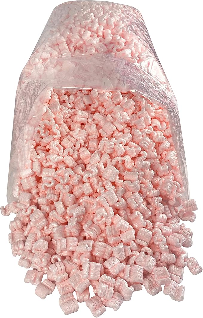 Pink Packing Peanuts, 3.5 Cubic Feet, Anti-Static S Shaped Cushioned For Shipping, Void Filling & Storage, Pink Packing Peanuts Popcorn