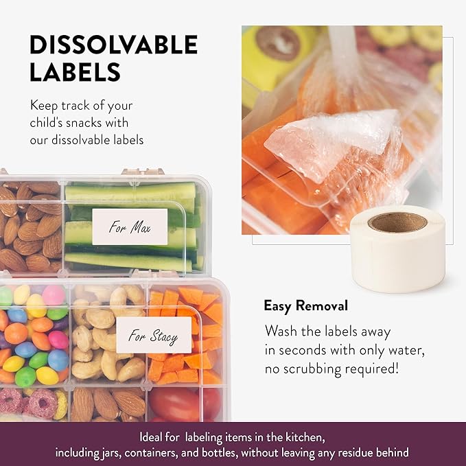 Snack Box Containers Set of 2-Reusable,100 Dissolvable Labels, 8 Adjustable Compartments, Dishwasher Safe, BPA-Free, Food Grade, Durable Design, PARENT TESTED PARENT APPROVED AWARD (2 Pack)(Clear)