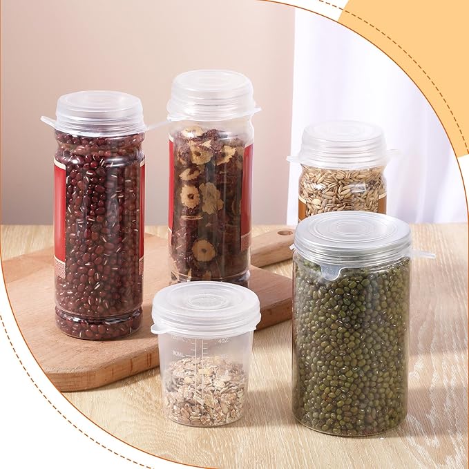 8 Pcs Thicker Container Jar Cover Silicone Stretch Lids Reusable Expandable Sealed Fresh Food Storage Covers for Small Yogurt Jars Milk Beer Bottles Cans