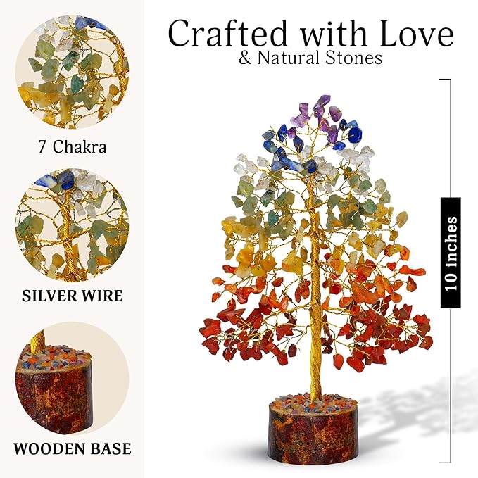 FASHIONZAADI 7 Chakra Crystal Tree of Life, Crystals and Healing Stones, Birthday Gifts for Women - Crystals for Positive Energy, Home Office Decor, Birthday Gifts for Women