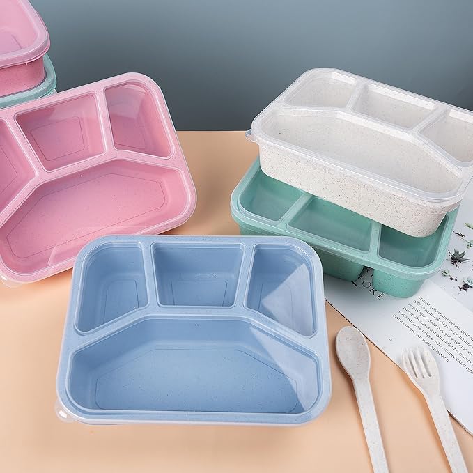 Lunchable Container - 4 Pack Bento Lunch Box, 4-Compartment Snackle Box Container for School Work Travel, Bento Box for Kids, Microwave Dishwasher Safe Bento Box Adult
