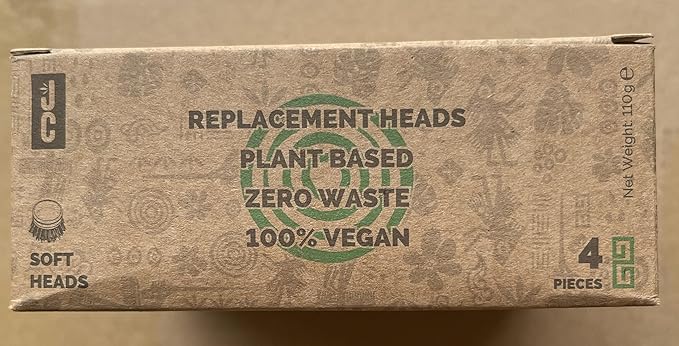 Jungle Culture Replacement Brush Heads for Eco Dish Brush • Wooden Washing Up Brush Heads Pack of 4 • Interchangeable Soft Bristle Refills • Natural Dish Scrubbers • Zero Waste Cleaning Products