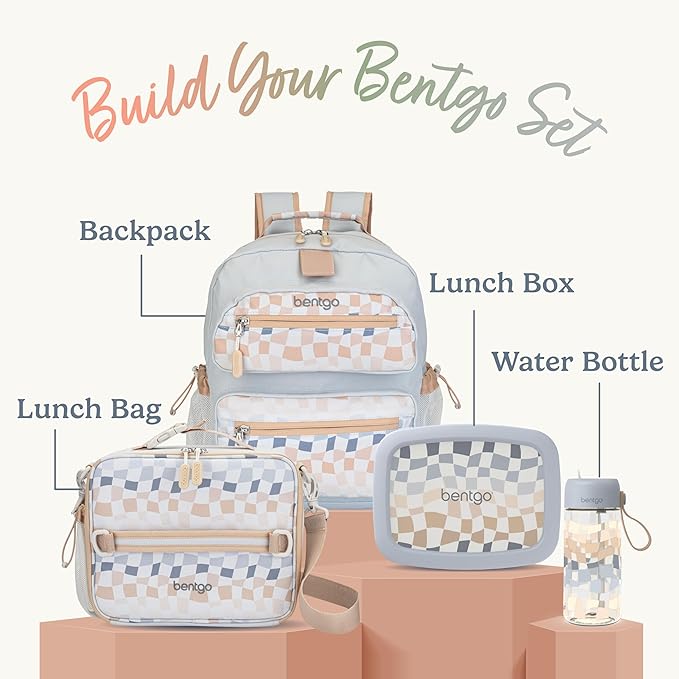Bentgo Kids Water Bottle (Whimsy & Wonder Collection) - Leak-Proof Durable Tritan 15 oz. Cup for Kids/Toddlers 3+; Flip-Up Safe-Sip Straw for School, Sports, Daycare, Camp & More (Checker Gradient)