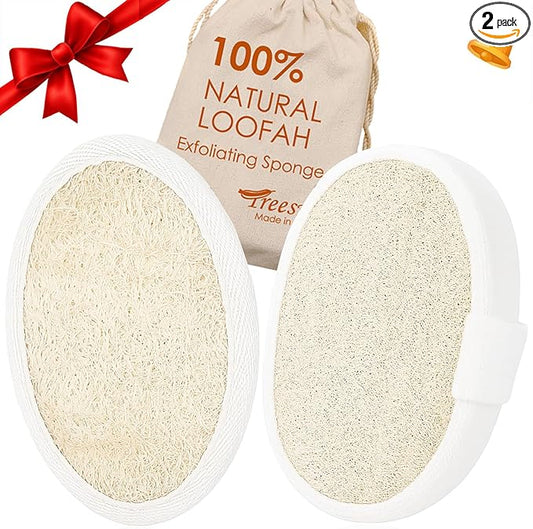 Natural Loofah Sponge Exfoliating Body Scrubber, Organic Biodegradable Eco-Friendly Bath Luffa for Shower, Gentle Deep Clean for All Skin Types, Men & Women, Thin/Thick Textures, Easy-Dry Hanging Rope