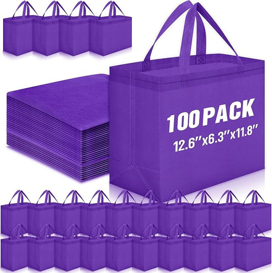 Windyun Reusable Grocery Bags Large Non Woven Shopping Bags with Handles Foldable Portable Tote Bulk, 12.6 x 11.8 x 6.3 Inch