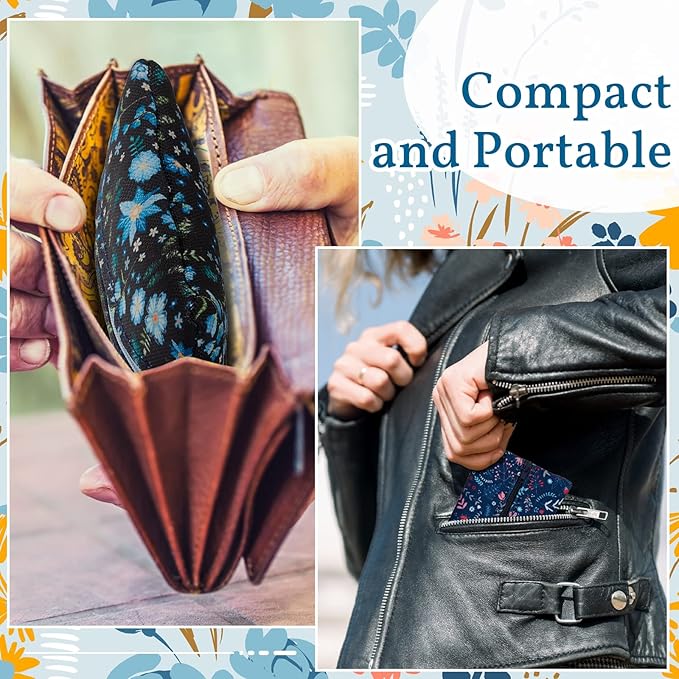 Kigeli 2 Pieces Purse Tissue Holder Travel Tissue Pouch for Purse Fabric Zipper Enclosed Pouches Reusable Flower Pattern Paper Holder for Coins, 5.25 x 3 Inches(Rustic Floral Print)