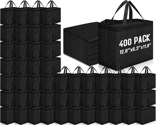 Windyun Reusable Grocery Bags Large Non Woven Shopping Bags with Handles Foldable Portable Tote Bulk, 12.6 x 11.8 x 6.3 Inch